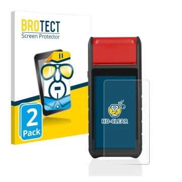 Front side of a product packaging with the brand logo BROTECT. Next to it is the device Autel MaxiBAS BT608 shown with the cor