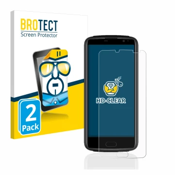 Front side of a product packaging with the brand logo BROTECT. Next to it is the device Beafon M7 Lite premium shown with the 