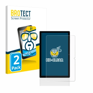 Front side of a product packaging with the brand logo BROTECT. Next to it is the device Blackview Tab 16 shown with the corres