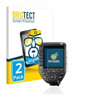 Front side of a product packaging with the brand logo BROTECT. Next to it is the device Godox XPro II shown with the correspon