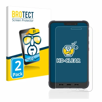 Front side of a product packaging with the brand logo BROTECT. Next to it is the device Samsung Galaxy Tab Active 3 Enterprise