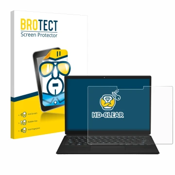 Front side of a product packaging with the brand logo BROTECT. Next to it is the device ASUS ROG Flow Z13 2023 shown with the 