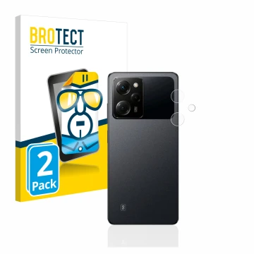 Front side of a product packaging with the brand logo BROTECT. Next to it is the device Xiaomi Poco X5 Pro (ONLY Camera Lens) 