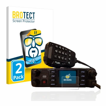 Front side of a product packaging with the brand logo BROTECT. Next to it is the device AnyTone AT-D578UV plus shown with the 
