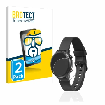 Front side of a product packaging with the brand logo BROTECT. Next to it is the device Doro Watch shown with the correspondin