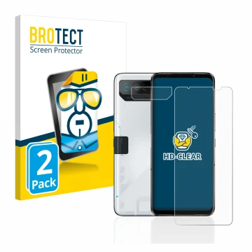 Front side of a product packaging with the brand logo BROTECT. Next to it is the device ASUS ROG Phone 7 Ultimate (Front+Camer