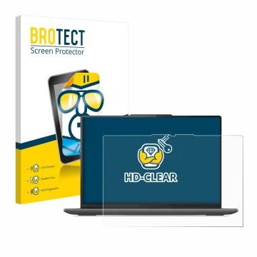 Front side of a product packaging with the brand logo BROTECT. Next to it is the device Lenovo Yoga Pro 9i Gen 8 16