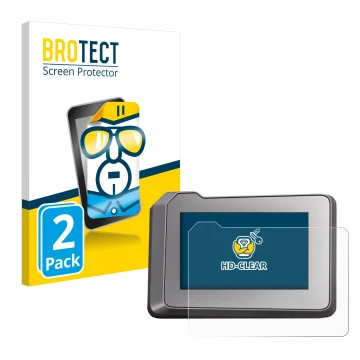 Front side of a product packaging with the brand logo BROTECT. Next to it is the device KTM 1290 Super Duke R 2022 TFT-Display