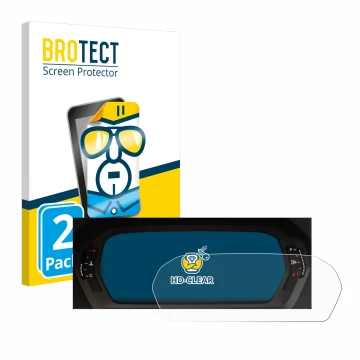 Front side of a product packaging with the brand logo BROTECT. Next to it is the device Audi A3 2023 Virtual cockpit Plus show