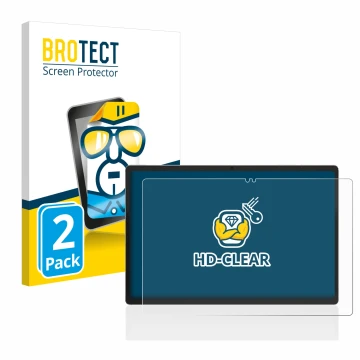 Front side of a product packaging with the brand logo BROTECT. Next to it is the device Jumper EZpad M11 shown with the corres