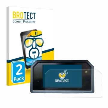 Front side of a product packaging with the brand logo BROTECT. Next to it is the device Yamaha Tmax 560 2023 shown with the co