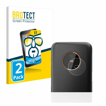 Front side of a product packaging with the brand logo BROTECT. Next to it is the device Gigaset GX6 (ONLY Camera Lens) shown w