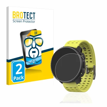 Front side of a product packaging with the brand logo BROTECT. Next to it is the device Suunto Vertical shown with the corresp