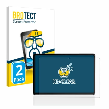 Front side of a product packaging with the brand logo BROTECT. Next to it is the device Blackview Tab 7 Pro shown with the cor