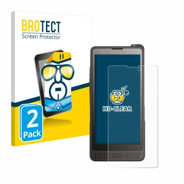 Front side of a product packaging with the brand logo BROTECT. Next to it is the device Sonim XP10 shown with the correspondin