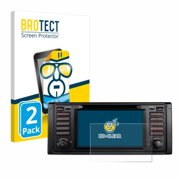 Front side of a product packaging with the brand logo BROTECT. Next to it is the device Xtrons IQ7039B shown with the correspo