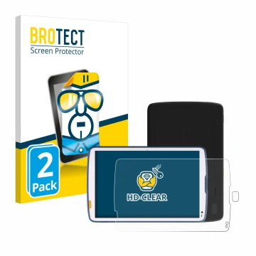Front side of a product packaging with the brand logo BROTECT. Next to it is the device Zebra ET40 10.1