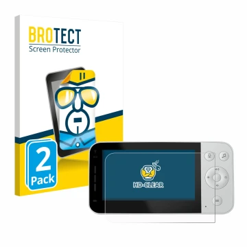 Front side of a product packaging with the brand logo BROTECT. Next to it is the device Philips Avent Connected SCD923 shown w