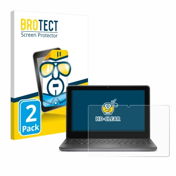 Front side of a product packaging with the brand logo BROTECT. Next to it is the device Dell Latitude 3140 2-in-1 shown with t