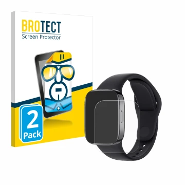 Front side of a product packaging with the brand logo BROTECT. Next to it is the device Xiaomi Redmi Watch 3 shown with the co