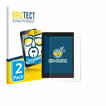 Front side of a product packaging with the brand logo BROTECT. Next to it is the device Boox Tab Mini C shown with the corresp
