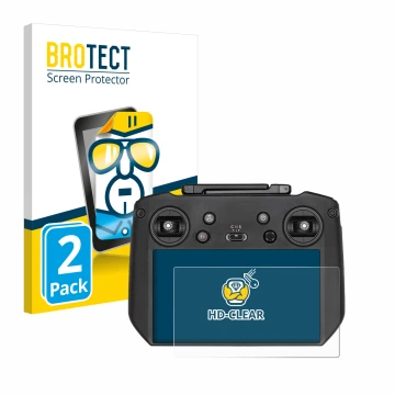 Front side of a product packaging with the brand logo BROTECT. Next to it is the device DJI Mavic 3 RC Pro shown with the corr