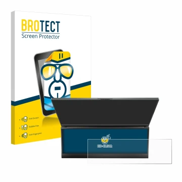 Front side of a product packaging with the brand logo BROTECT. Next to it is the device ASUS ROG Zephyrus Duo 16 2023 (ONLY To