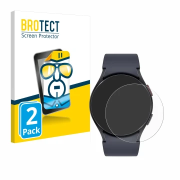 Front side of a product packaging with the brand logo BROTECT. Next to it is the device Samsung Galaxy Watch 6 (40 mm) shown w