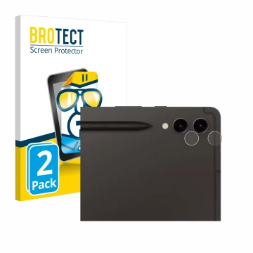 Front side of a product packaging with the brand logo BROTECT. Next to it is the device Samsung Galaxy Tab S9 Plus WiFi (ONLY 