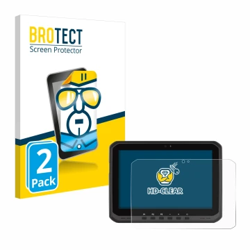 Front side of a product packaging with the brand logo BROTECT. Next to it is the device Zebra ET60 shown with the correspondin