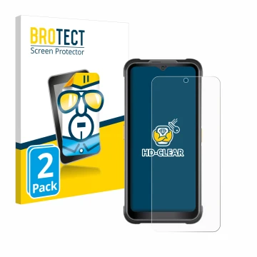 Front side of a product packaging with the brand logo BROTECT. Next to it is the device AGM G2 Guardian shown with the corresp