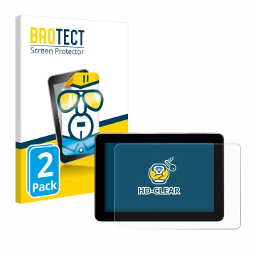 Front side of a product packaging with the brand logo BROTECT. Next to it is the device Trimble GFX-1060 shown with the corres