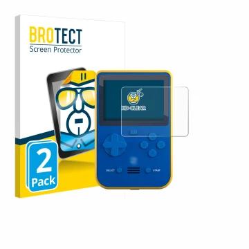 Front side of a product packaging with the brand logo BROTECT. Next to it is the device Blaze Super Pocket shown with the corr
