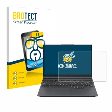 Front side of a product packaging with the brand logo BROTECT. Next to it is the device Lenovo Legion Pro 5i Gen 8 16