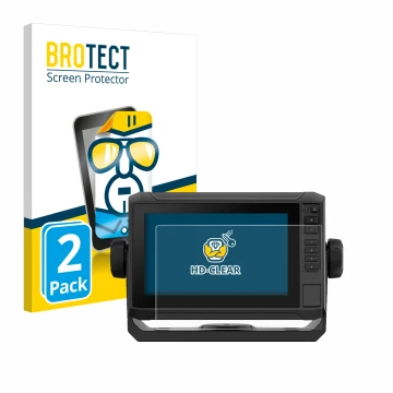 Front side of a product packaging with the brand logo BROTECT. Next to it is the device Garmin ECHOMAP UHD2 7