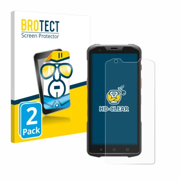 Front side of a product packaging with the brand logo BROTECT. Next to it is the device Sunmi L2s Pro shown with the correspon