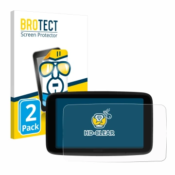 Front side of a product packaging with the brand logo BROTECT. Next to it is the device TomTom GO Superior 6