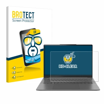 Front side of a product packaging with the brand logo BROTECT. Next to it is the device Lenovo Yoga Pro 7 Gen 8 14