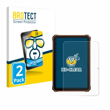 Front side of a product packaging with the brand logo BROTECT. Next to it is the device Blackview Active 6 shown with the corr