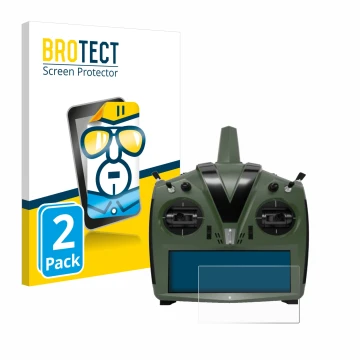 Front side of a product packaging with the brand logo BROTECT. Next to it is the device VBar Control Evo shown with the corres