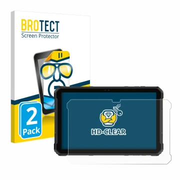 Front side of a product packaging with the brand logo BROTECT. Next to it is the device Ulefone Armor Pad 2 shown with the cor
