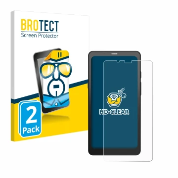 Front side of a product packaging with the brand logo BROTECT. Next to it is the device Boox Palma shown with the correspondin