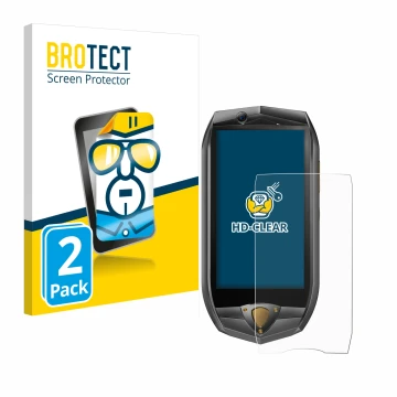 Front side of a product packaging with the brand logo BROTECT. Next to it is the device Oukitel K16 shown with the correspondi