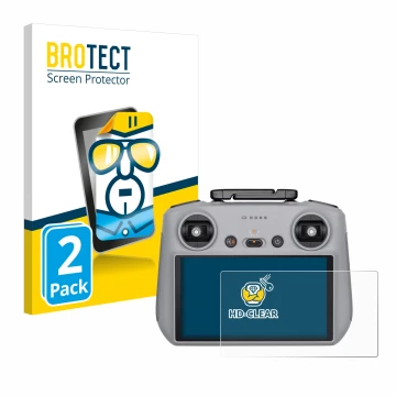Front side of a product packaging with the brand logo BROTECT. Next to it is the device DJI RC 2 shown with the corresponding 