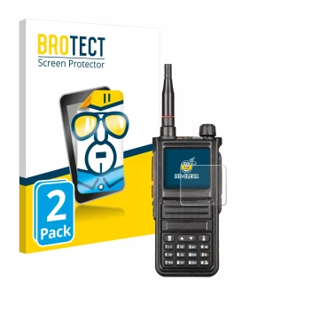 Front side of a product packaging with the brand logo BROTECT. Next to it is the device Radtel RT-470X shown with the correspo