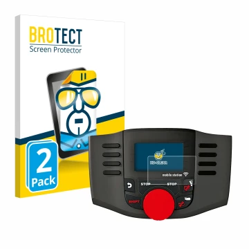 Front side of a product packaging with the brand logo BROTECT. Next to it is the device Märklin Mobile Station WLAN 60667 show