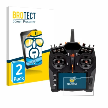 Front side of a product packaging with the brand logo BROTECT. Next to it is the device Spektrum NX20 shown with the correspon