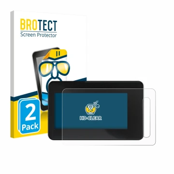 Front side of a product packaging with the brand logo BROTECT. Next to it is the device Shimano Steps SC-EN600 shown with the 