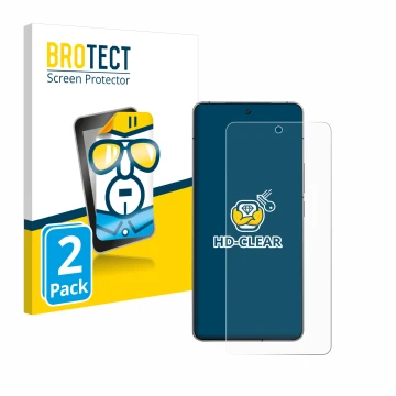 Front side of a product packaging with the brand logo BROTECT. Next to it is the device Vivo iQOO 12 shown with the correspond