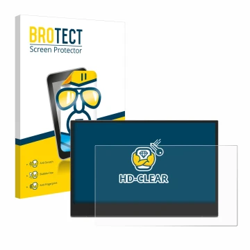Front side of a product packaging with the brand logo BROTECT. Next to it is the device Lenovo L15 (15,6